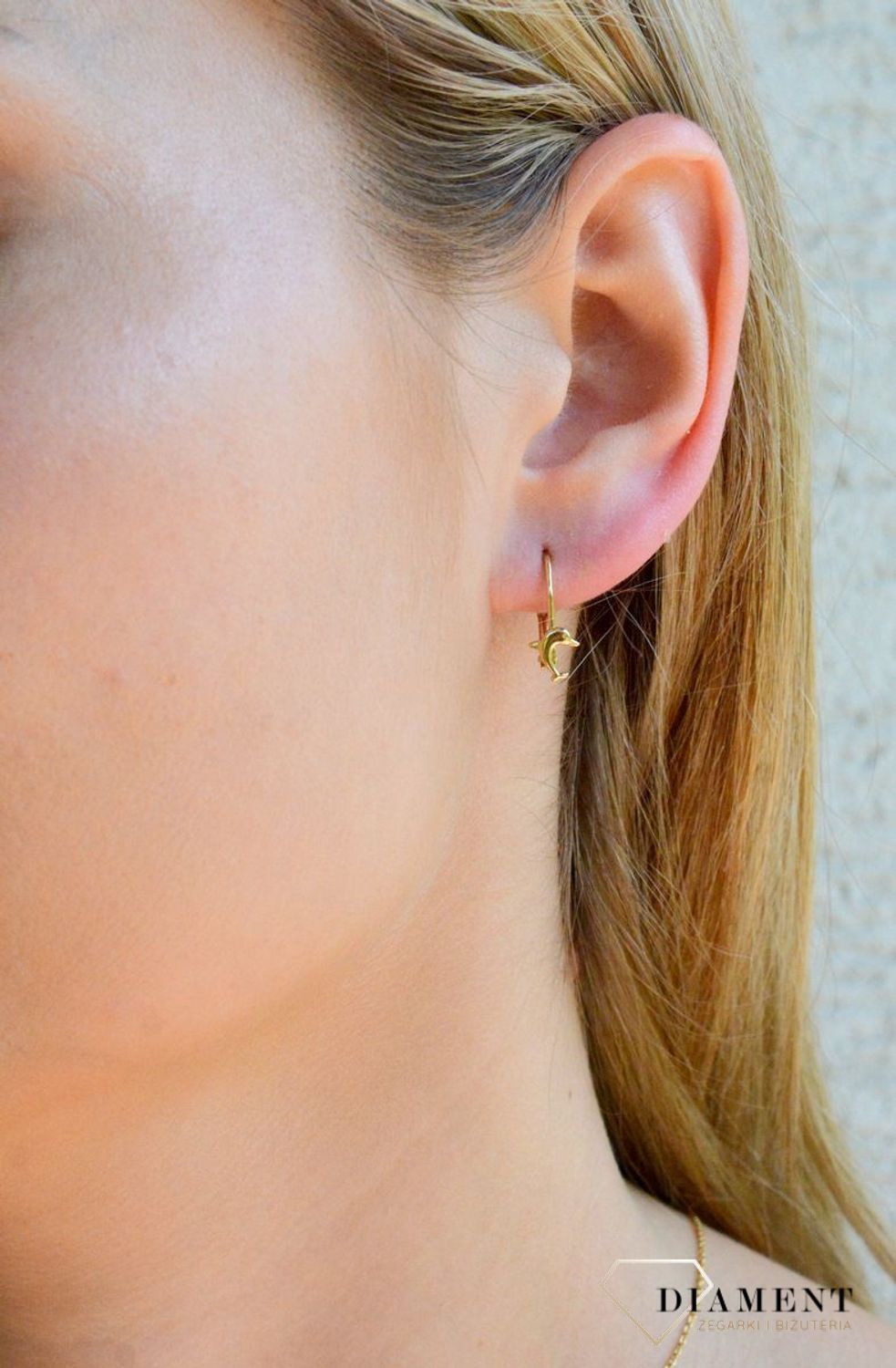 Złote kolczyki 585 Delfiny KL 1748.jpg